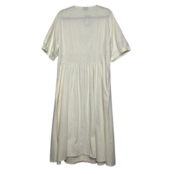 City Chic Sunset Stroll Ivory Button Front Dress Linen Blend Size 16 - Picture 3 of 12